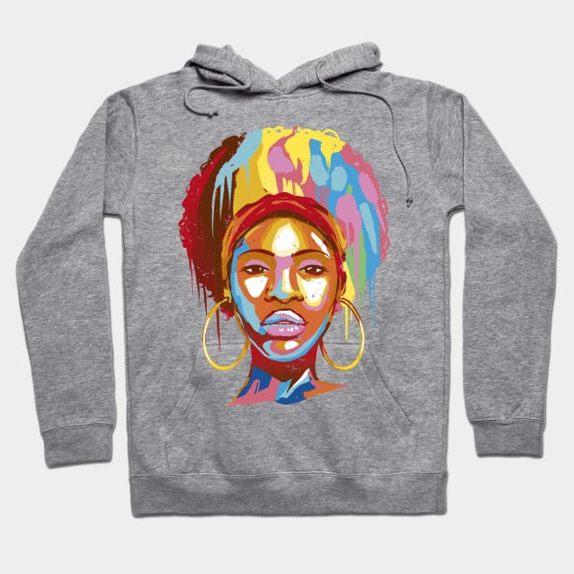 Black Woman Colors Fade t shirt P Hoodie by LindenDesigns